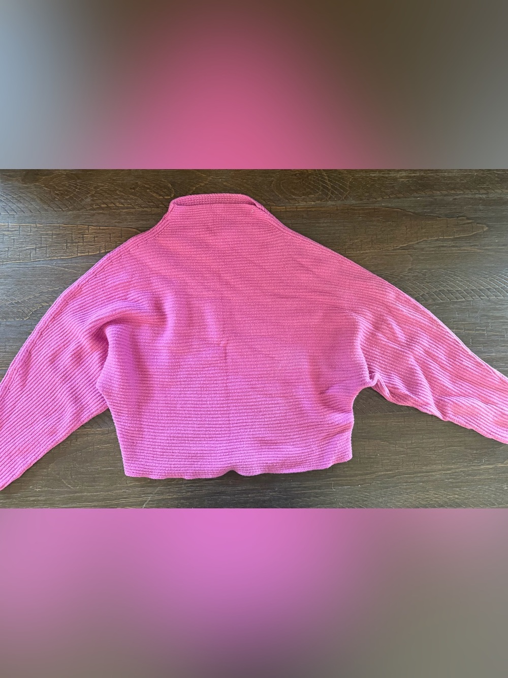 Leith Pink Ribbed Cowl-Neck Sweater Top